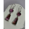 925 Sterling Silver Pink Oyster Turquoise Earrings Length 2 Inch