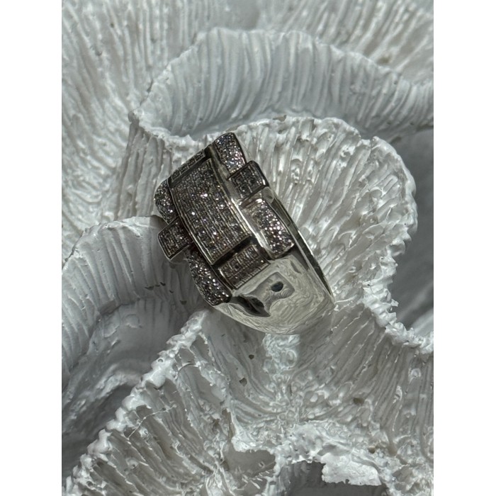 925 Sterling Silver Diamonds Men's Ring Size 9