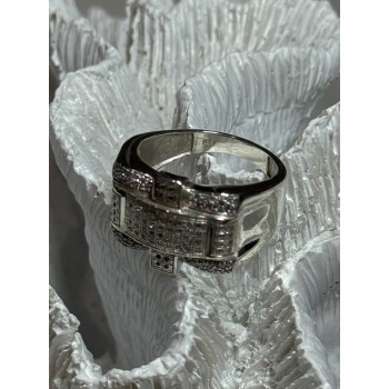 925 Sterling Silver Diamonds Men's Ring Size 9