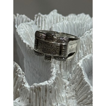 925 Sterling Silver Diamonds Men's Ring Size 9