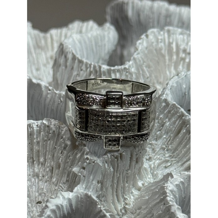 925 Sterling Silver Diamonds Men's Ring Size 9