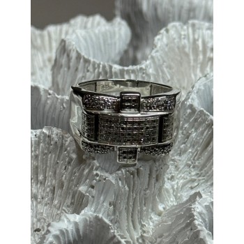 925 Sterling Silver Diamonds Men's Ring Size 9