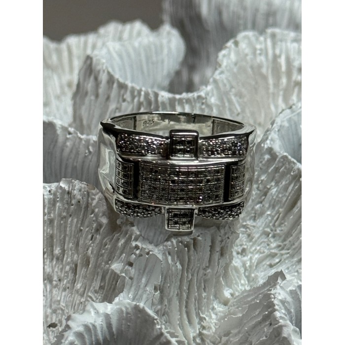925 Sterling Silver Diamonds Men's Ring Size 9
