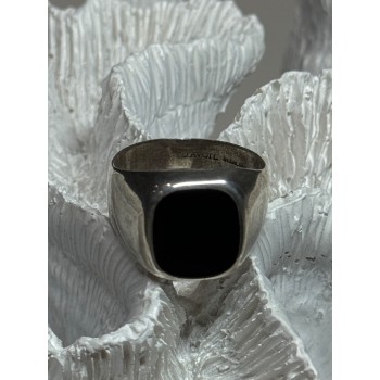 925 Sterling Silver Black Nephrite Men's Ring Size 10.5