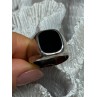 925 Sterling Silver Black Nephrite Men's Ring Size 10.5