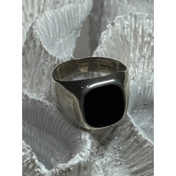 925 Sterling Silver Black Nephrite Men's Ring Size 10.5