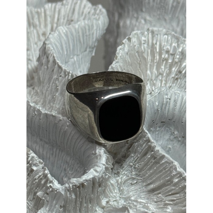 925 Sterling Silver Black Nephrite Men's Ring Size 10.5