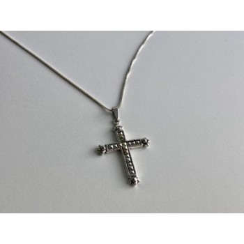 925 Sterling Silver Marcasites Chain with Cross