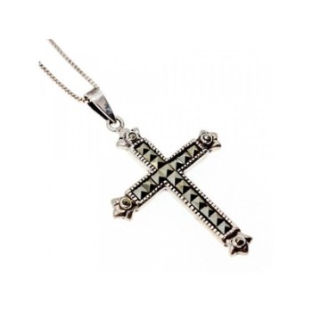 925 Sterling Silver Marcasites Chain with Cross