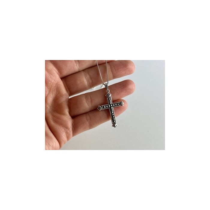 925 Sterling Silver Marcasites Chain with Cross