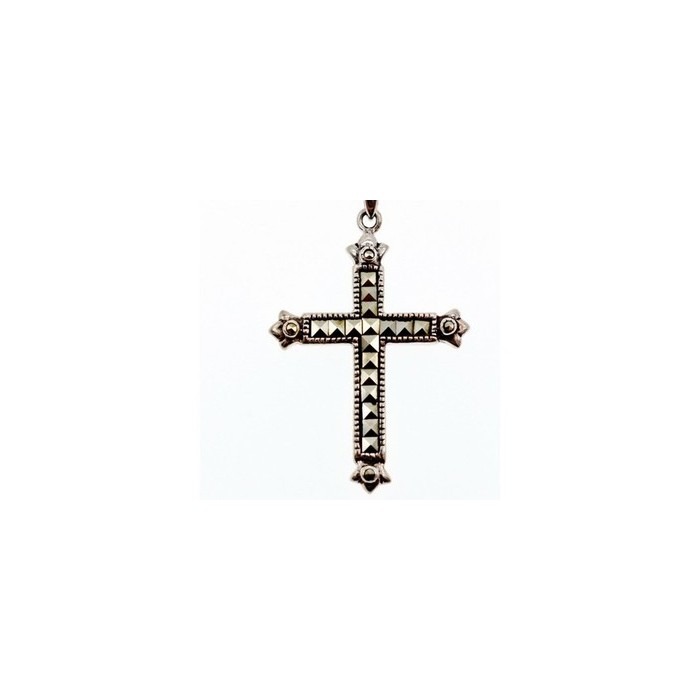925 Sterling Silver Marcasites Chain with Cross