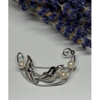 925 STERLING SILVER  PEARLS BROOCH