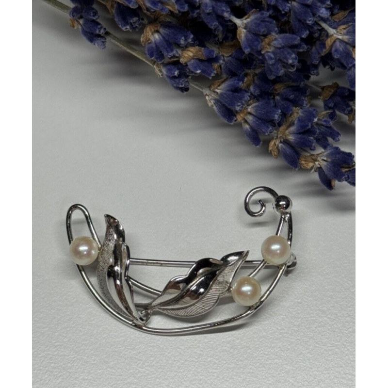 925 STERLING SILVER  PEARLS BROOCH