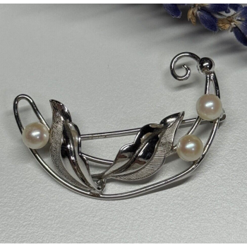 925 STERLING SILVER  PEARLS BROOCH