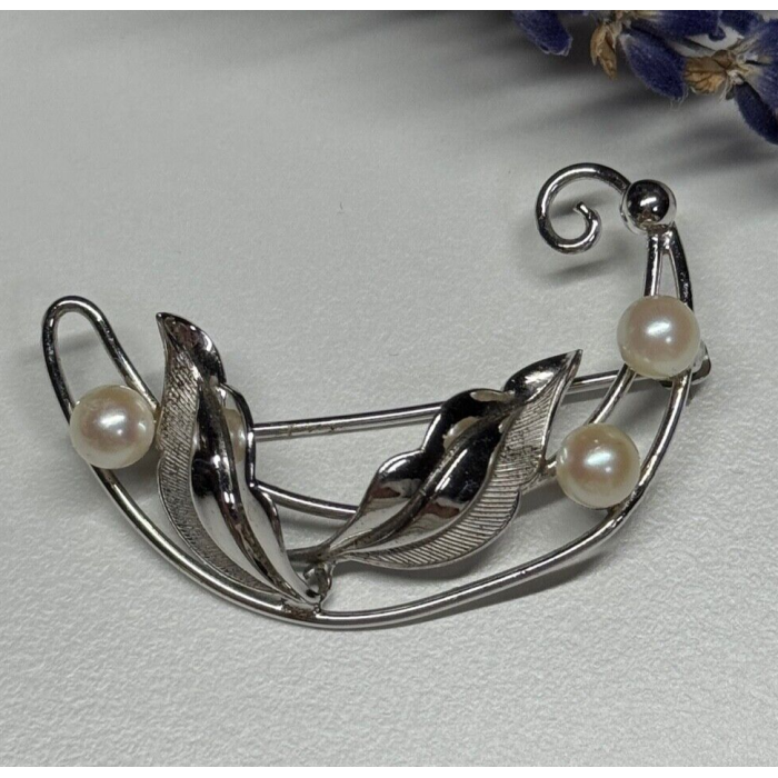 925 STERLING SILVER  PEARLS BROOCH