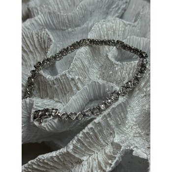 925 Sterling Silver White Sapphire Heart Bracelet Size 7 Inch