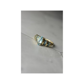 14K YELLOW GOLD TOPAZ RING SIZE 9