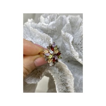 925 Sterling Silver Gold Plated Multi Gemstones 