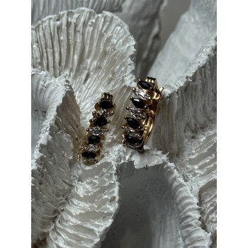 925 Sterling Silver Gold Plated Sapphire Earrings Length 0.8 Inch