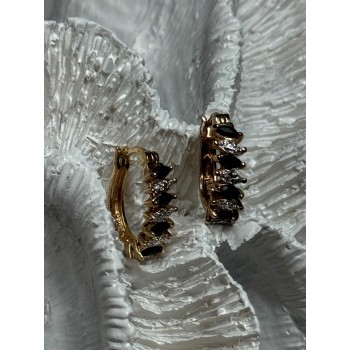 925 Sterling Silver Gold Plated Sapphire Earrings Length 0.8 Inch