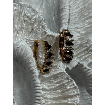 925 Sterling Silver Gold Plated Sapphire Earrings Length 0.8 Inch