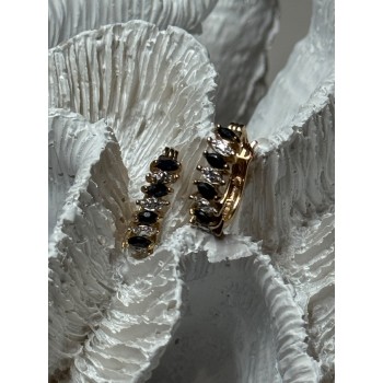 925 Sterling Silver Gold Plated Sapphire Earrings Length 0.8 Inch