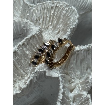 925 Sterling Silver Gold Plated Sapphire Earrings Length 0.8 Inch