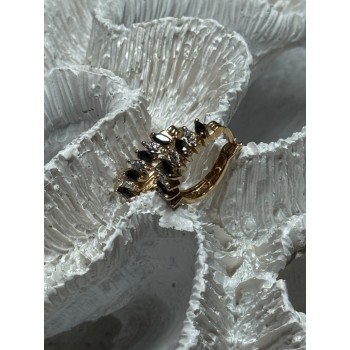 925 Sterling Silver Gold Plated Sapphire Earrings Length 0.8 Inch