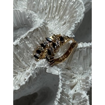 925 Sterling Silver Gold Plated Sapphire Earrings Length 0.8 Inch