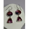 925 Sterling Silver Pink Oyster Turquoise Earrings Length 2 Inch