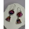925 Sterling Silver Pink Oyster Turquoise Earrings Length 2 Inch