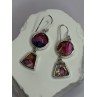 925 Sterling Silver Pink Oyster Turquoise Earrings Length 2 Inch