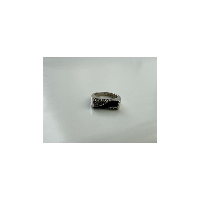 925 Sterling Silver Nephrite ( Jade ) & Black Quartz Ring Size 6.5