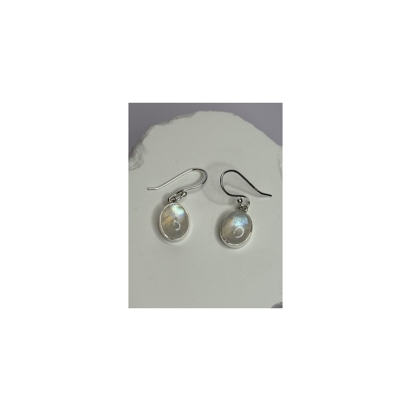 925 Sterling Silver Moonstone Earrings Length 1.1 Inch