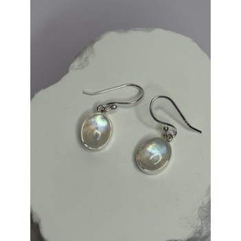 925 Sterling Silver Moonstone Earrings Length 1.1 Inch