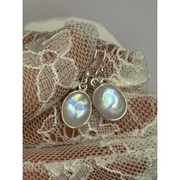 925 Sterling Silver Moonstone Earrings Length 1.1 Inch