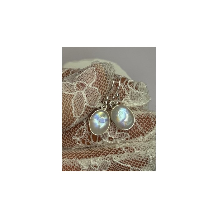 925 Sterling Silver Moonstone Earrings Length 1.1 Inch