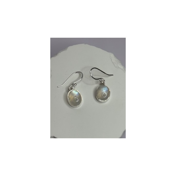925 Sterling Silver Moonstone Earrings Length 1.1 Inch