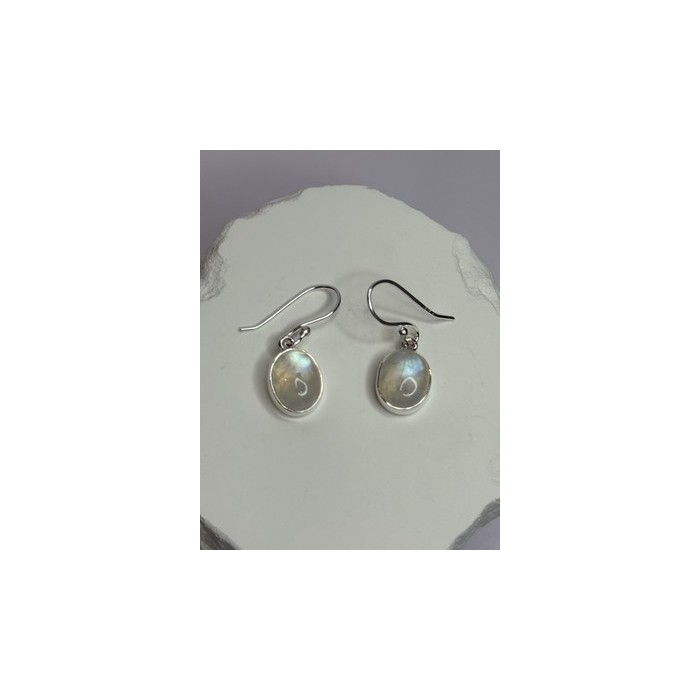 925 Sterling Silver Moonstone Earrings Length 1.1 Inch