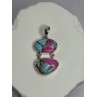 925 Sterling Silver Cotton Candy Turquoise Pendant Length 1.5 Inch