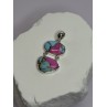 925 Sterling Silver Cotton Candy Turquoise Pendant Length 1.5 Inch