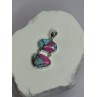 925 Sterling Silver Cotton Candy Turquoise Pendant Length 1.5 Inch