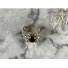 925 Sterling Silver Garnet & Marcasites Ring Size 6.75