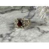 925 Sterling Silver Garnet & Marcasites Ring Size 6.75