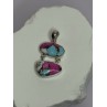 925 Sterling Silver Cotton Candy Turquoise Pendant Length 1.5 Inch