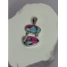 925 Sterling Silver Cotton Candy Turquoise Pendant Length 1.5 Inch