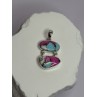925 Sterling Silver Cotton Candy Turquoise Pendant Length 1.5 Inch