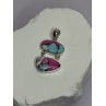 925 Sterling Silver Cotton Candy Turquoise Pendant Length 1.5 Inch