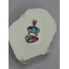 925 Sterling Silver Cotton Candy Turquoise Pendant Length 1.5 Inch