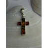 925 Sterling Silver Amber Cross Pendant Length 1.50 inch